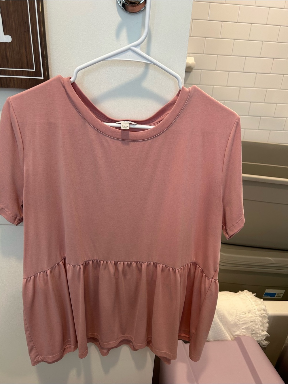 Time and Tru Dusty Rose Short Sleeve Peplum Top